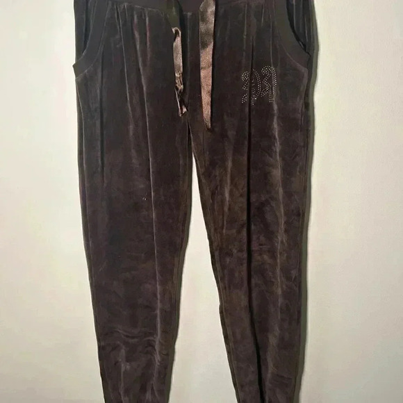 Philipp Plein brown velour rhinestone Y2K Sweatpants  XL - Picture 4 of 9